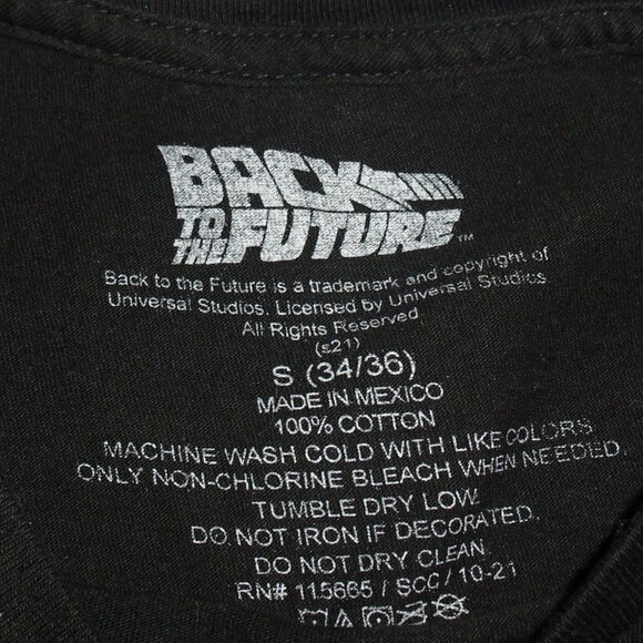 Back to the Future Delorean Car Logo Mens Black T-shirt sz. Small - Picture 3 of 3